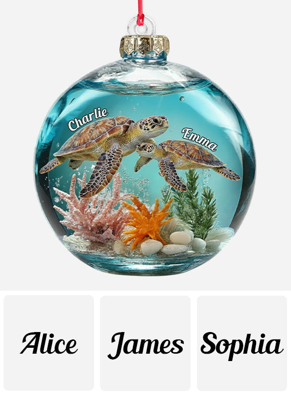 Turtle Couple - Personalized Turtle Transparent Ornament