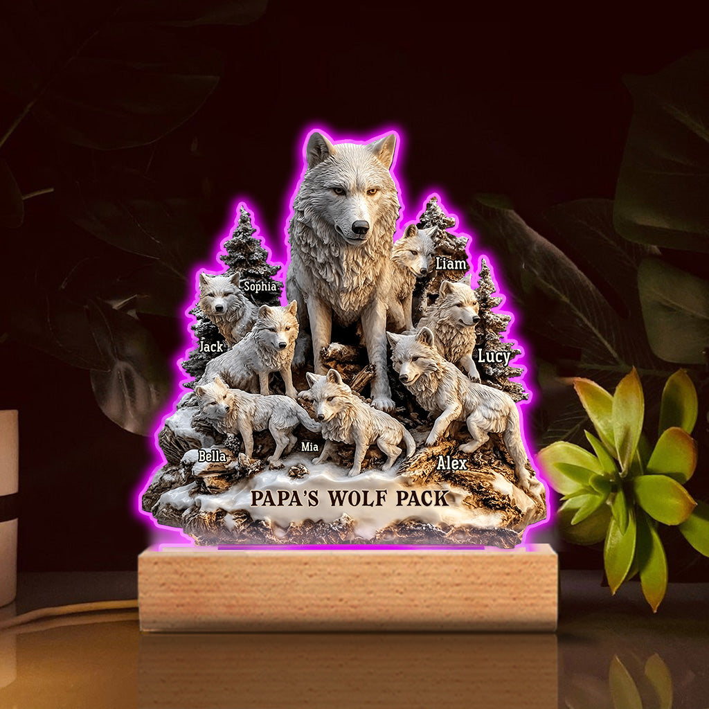 Papa's Wolf - Personalized Father Custom Shaped Acrylic Plaque