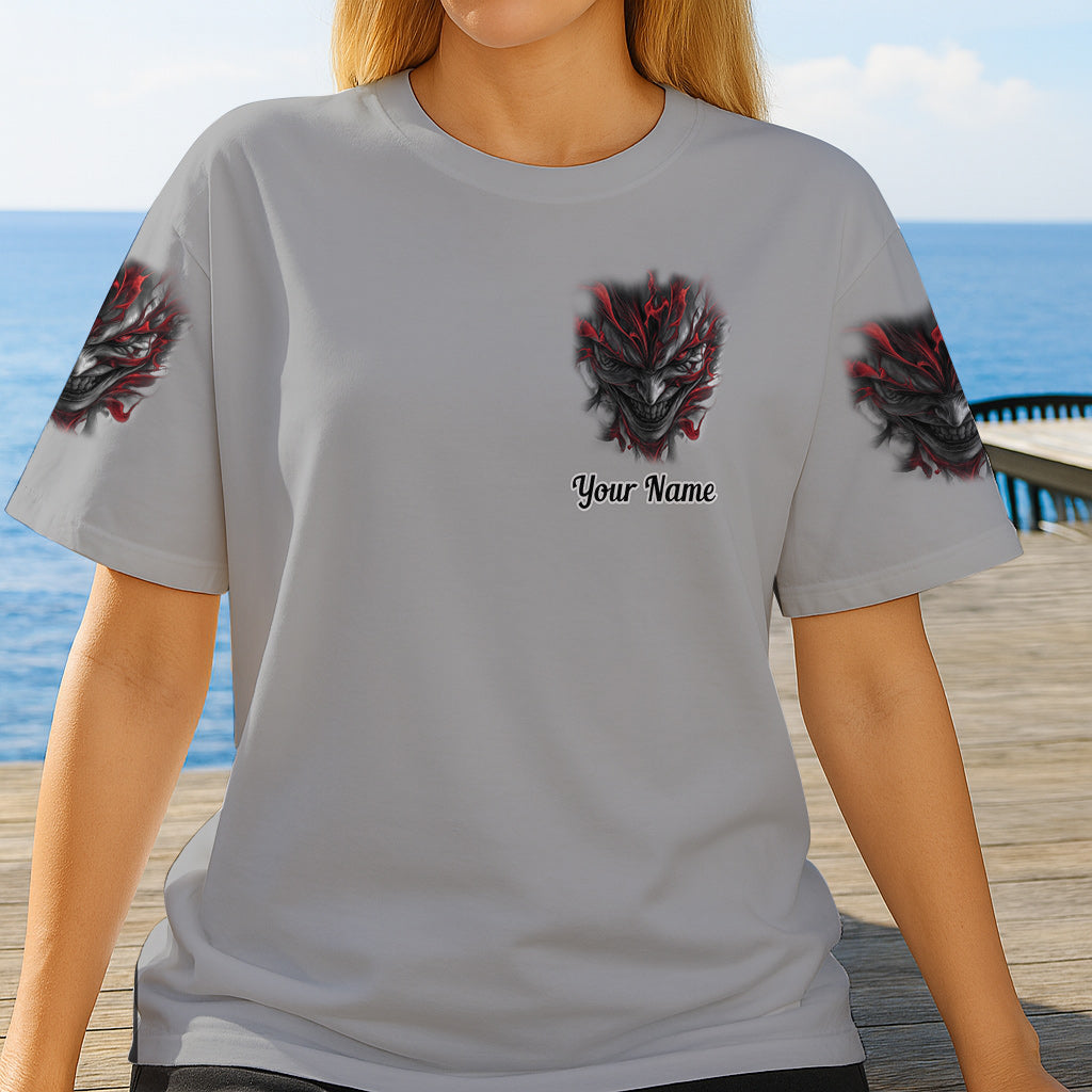 I'm Never Alone - Personalized Skull All Over Shirt
