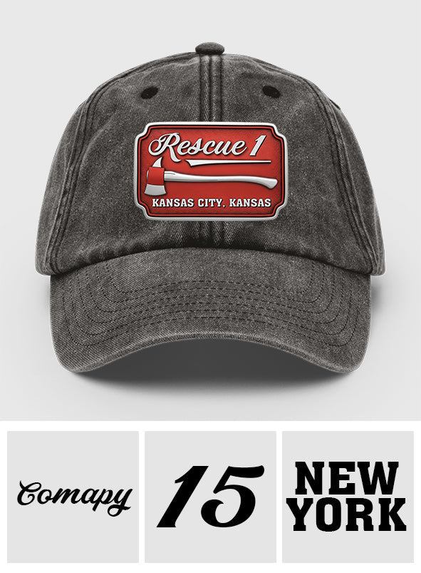 Due Fire Department Hat - Personalized Firefighter Washed Denim Cap