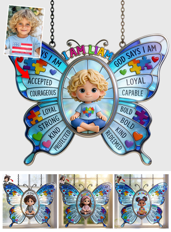God Says You Are, Autism Awareness - Personalized Autism Awareness Window Hanging Suncatcher Ornament
