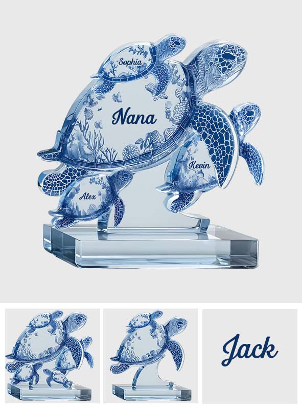 Turtle Gift For Grandma Mom - Personalized Mother Custom Shaped Acrylic Plaque