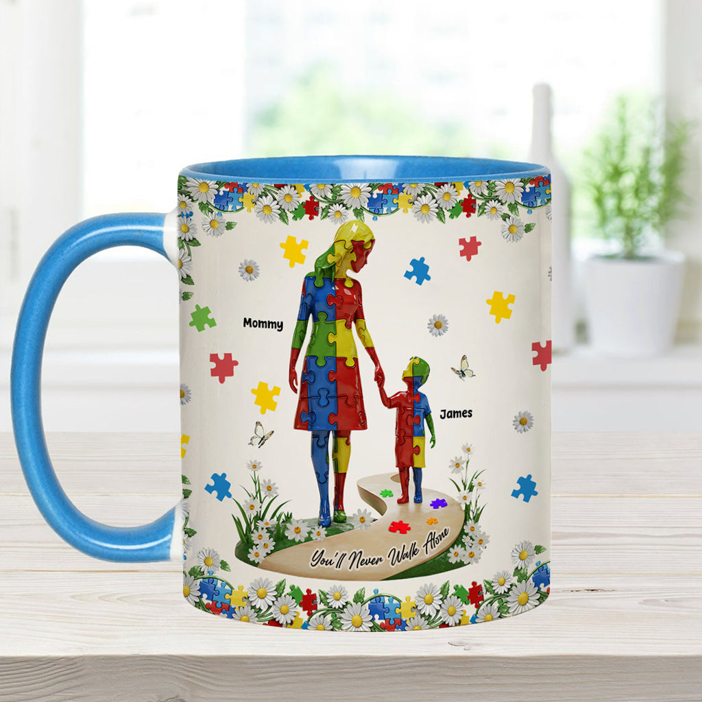 You'll Never Walk Alone - Personalized Autism Awareness Accent Mug