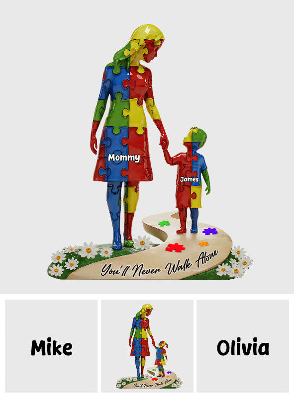 You'll Never Walk Alone - Personalized Autism Awareness Custom Shaped Acrylic Plaque