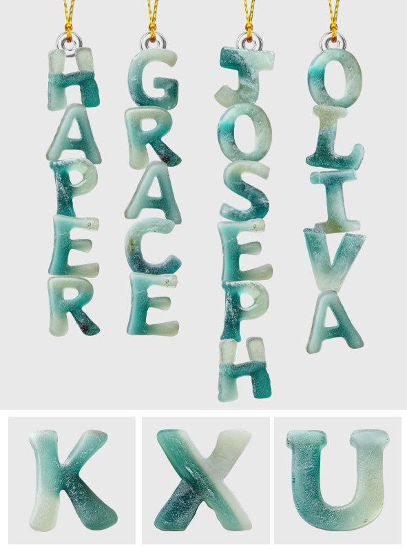 Sea Glass Alphabet, Name Ornament - Personalized Family Custom Shaped Ornament