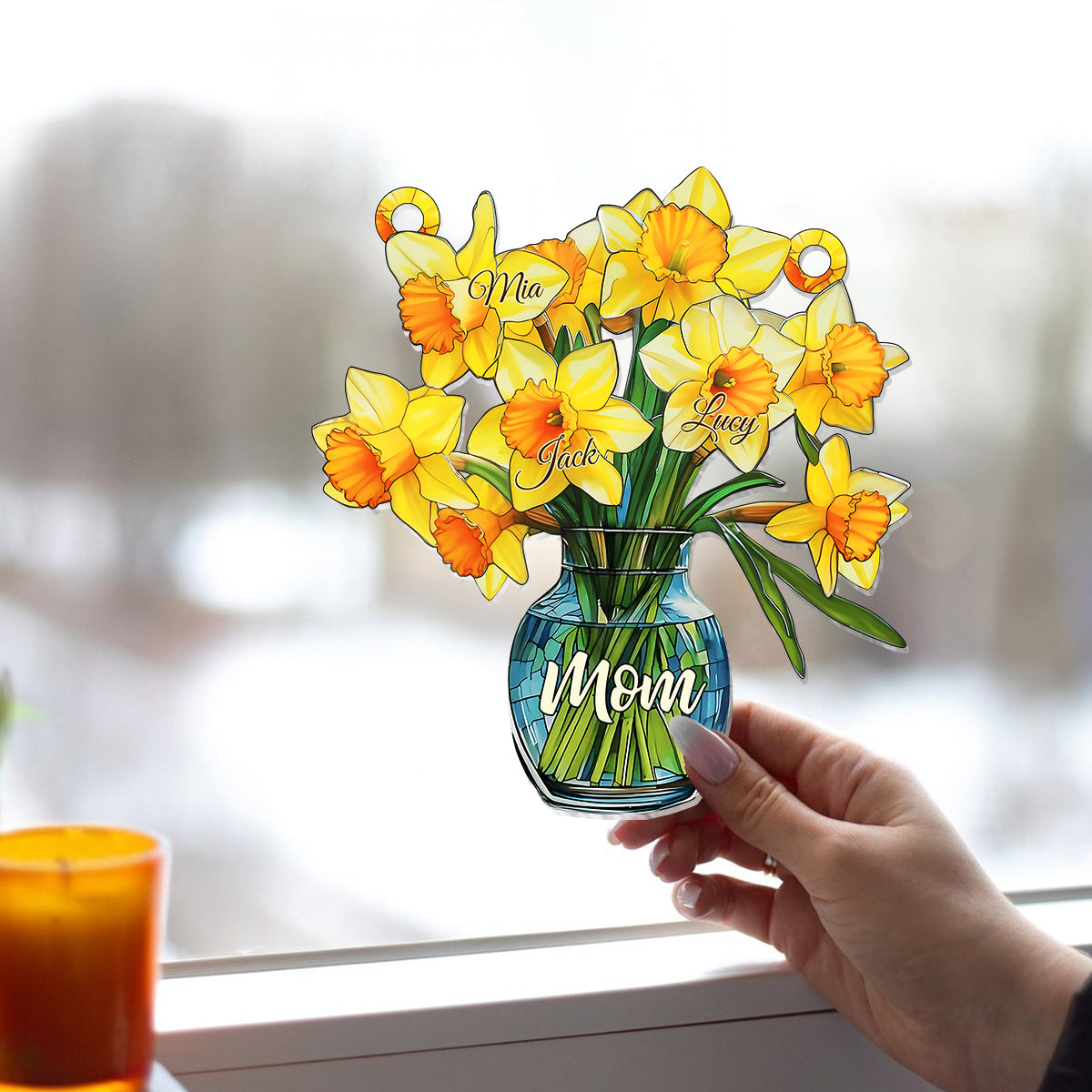 Mom’s Blossom - Personalized Mother Window Hanging Suncatcher Ornament