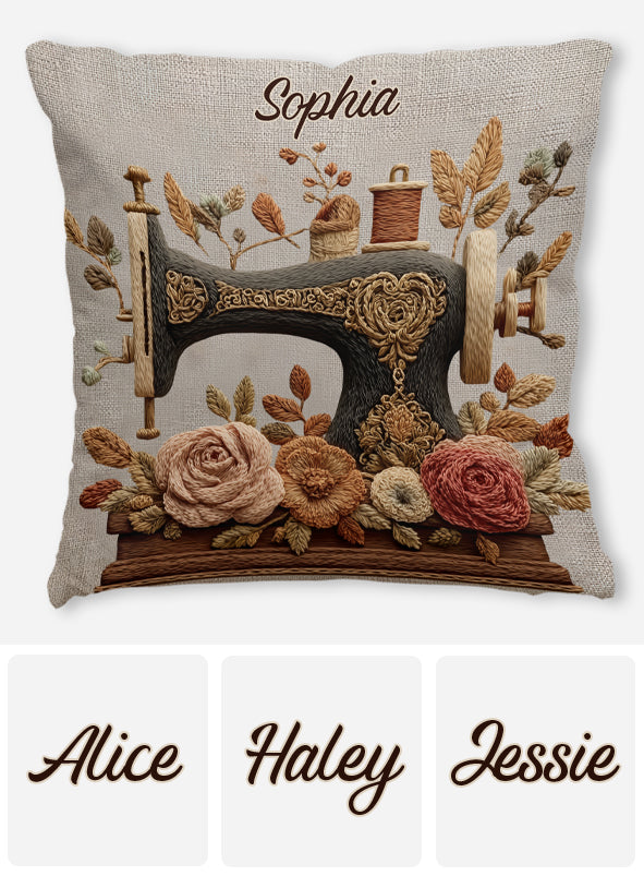 J'adore coudre - Coussin décoratif personnalisé sur le thème de la couture