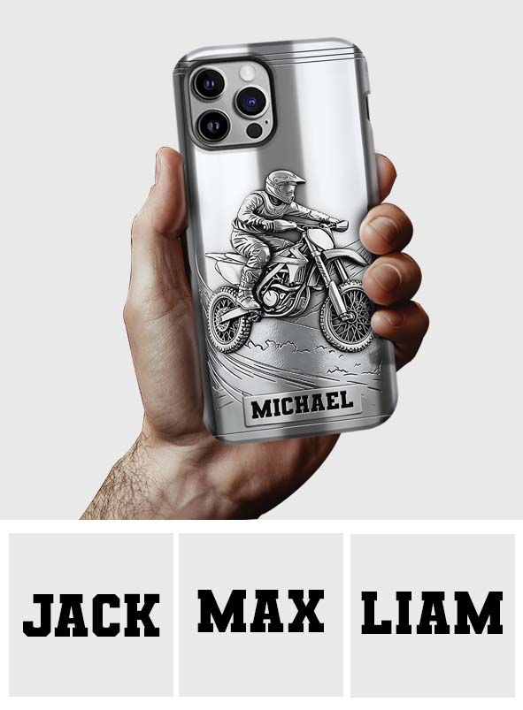 Metalic Dirt Bike/ Motocross - Personalized Dirt Bike Full Print Phone Case