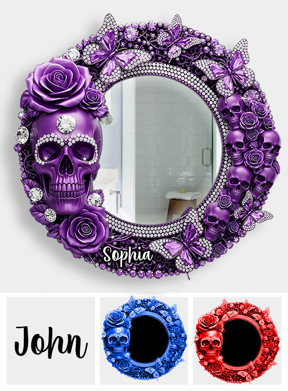Beautiful Skull With Roses - Personalized Skull Wall Hanging Mirror