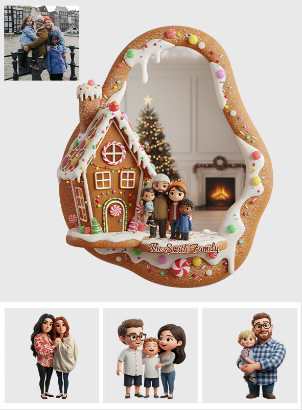 Merry Gingerbread Christmas - Personalized Family Wall Hanging Mirror