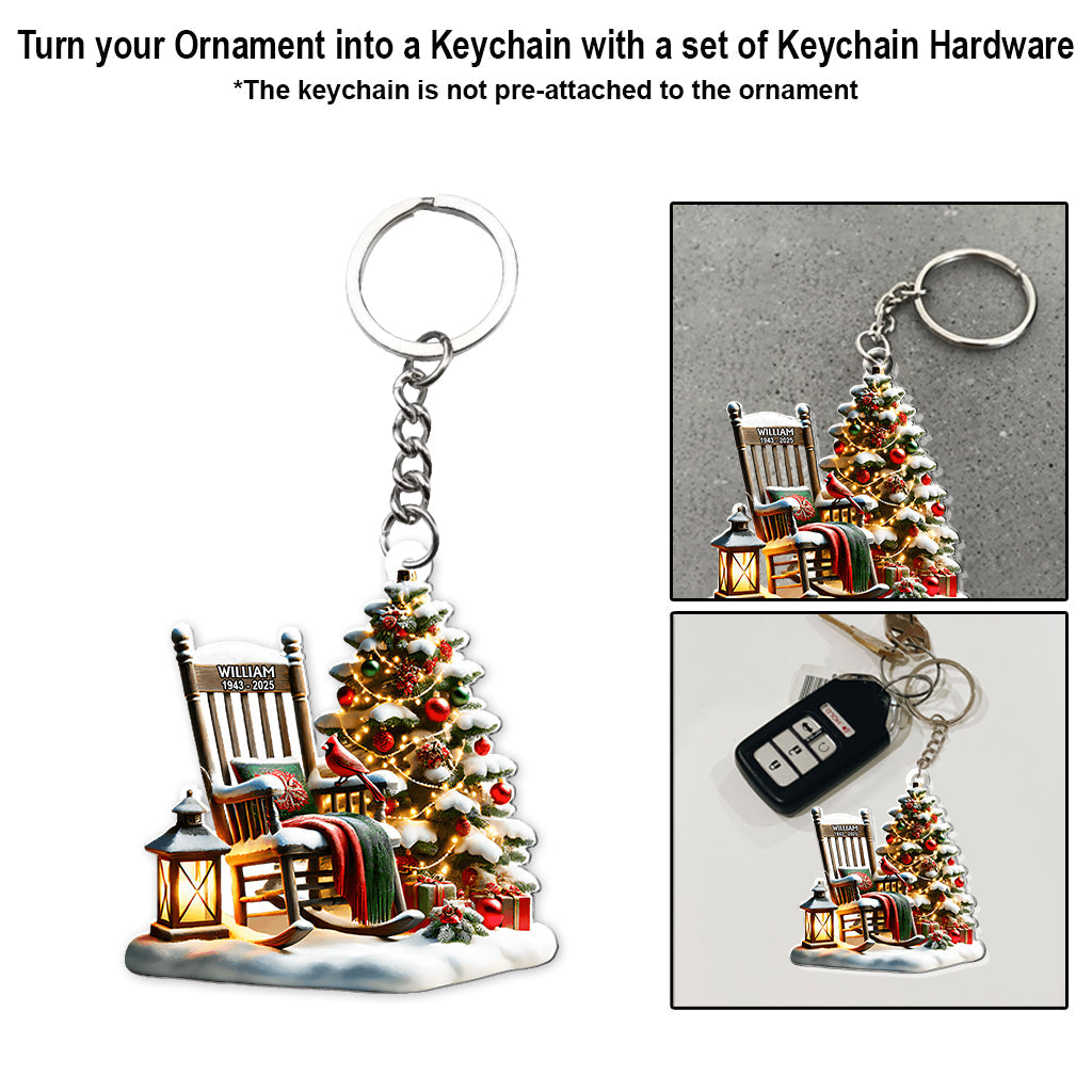 Rocking Chair With Cardinal - Personalized Memorial Transparent Ornament