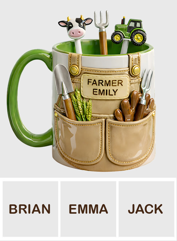Farmer Gift Idea, Farm Decor - Personalized Farmer Set Accent Mug with Acrylic Stirrers