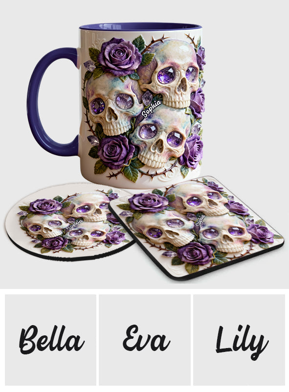 Skulls And Roses - Personalized Skull Accent Mug & Coaster