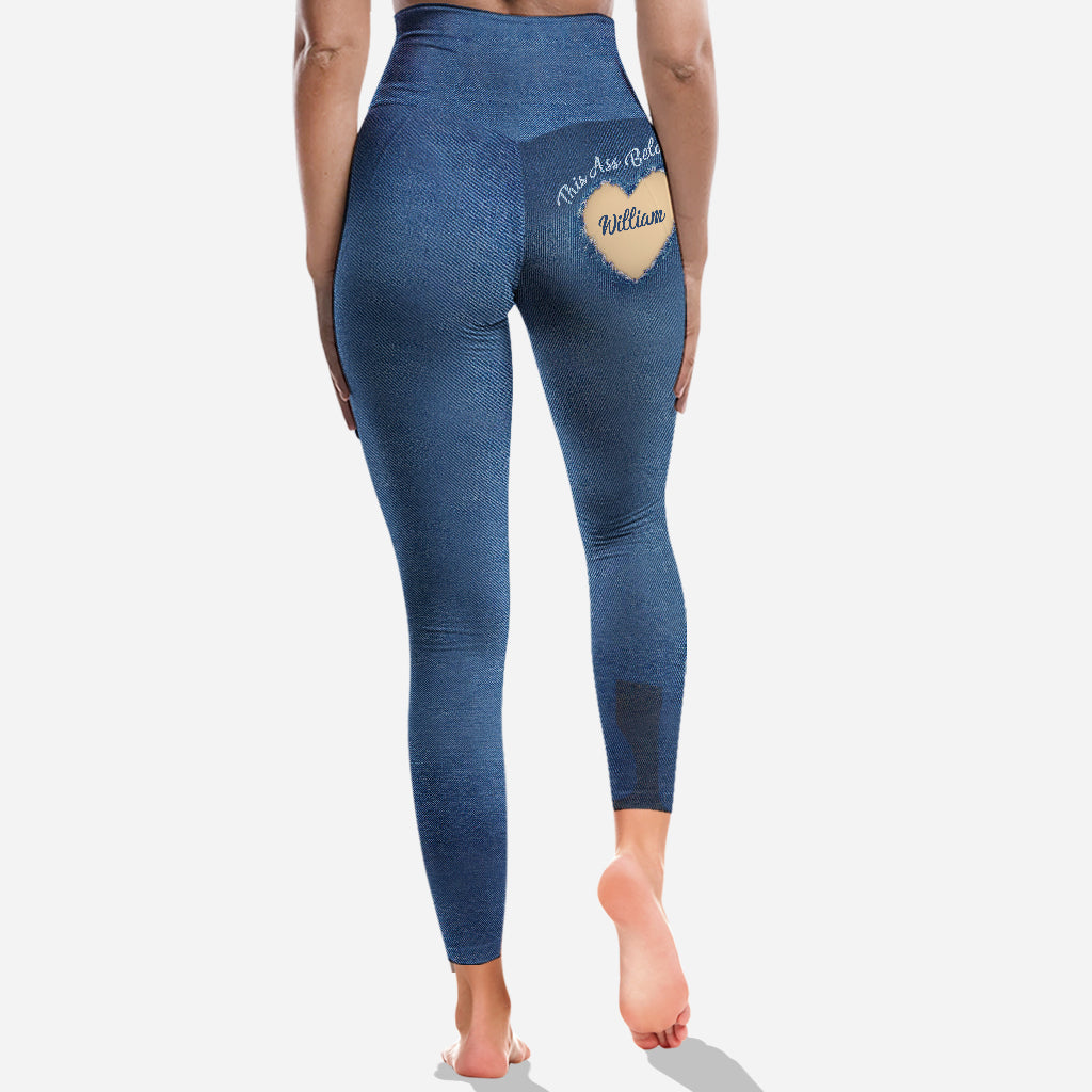 This Ass Belongs To Gift For Wife Or Girlfriend - Personalized Couple Leggings