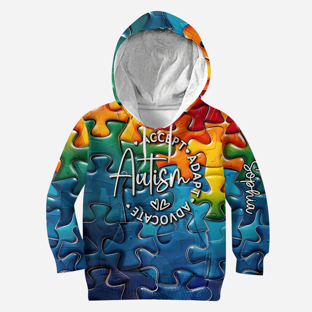Autism Accept Adapt Advocate - Personalized Autism Awareness Hoodie and Leggings