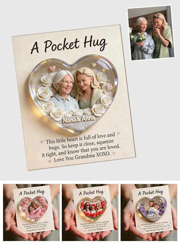 Mother Keepsake Gift, Custom From Any Photo, Brithmonth Flower - Personalized Mother Pocket Hug Card