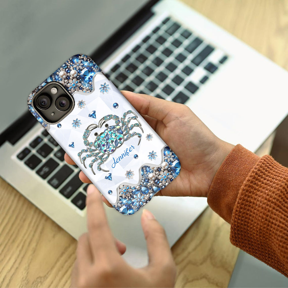 Elegant Blue Crab - Personalized Sea Lover Full Print Phone Case