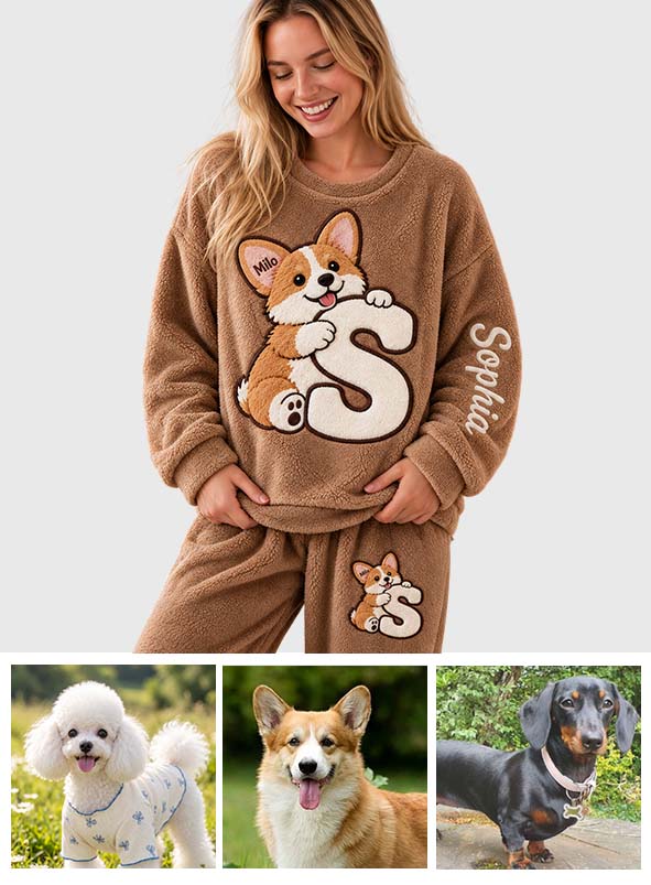 Puppy Initial - Personalized Dog Fleece Lounge Set