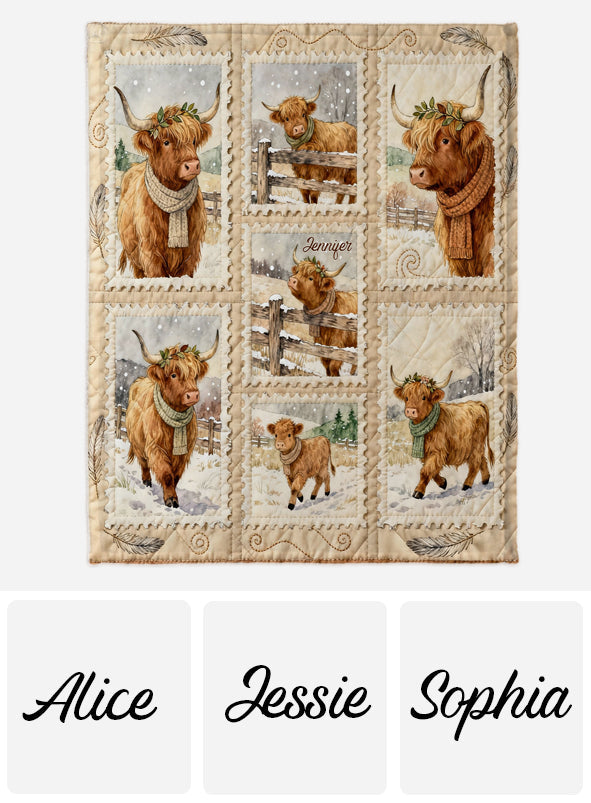 Adorable Highland Cows - Personalized Highland Cow Blanket