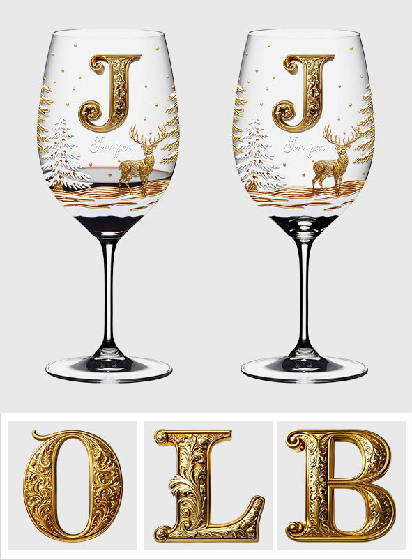 Merry Christmas - Personalized Family Wine Glass With Long Stem