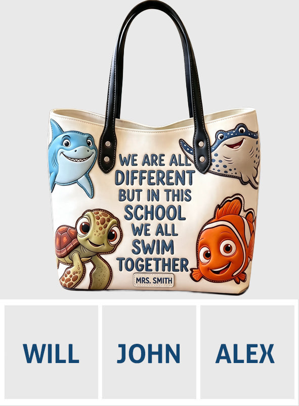 Autism Awareness Ocean Animal Teacher - Personalized Teacher Leather Bag