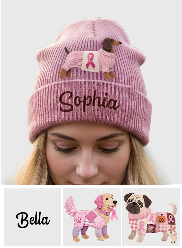 Faith Hope Love - Personalized Breast Cancer Awareness Beanie Hat