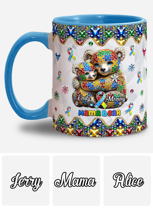 Mama Bear - Personalized Autism Awareness Accent Mug