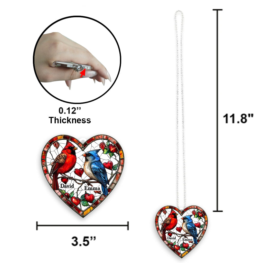 Lovely Hummingbird Couple - Personalized Couple Transparent Car Ornament