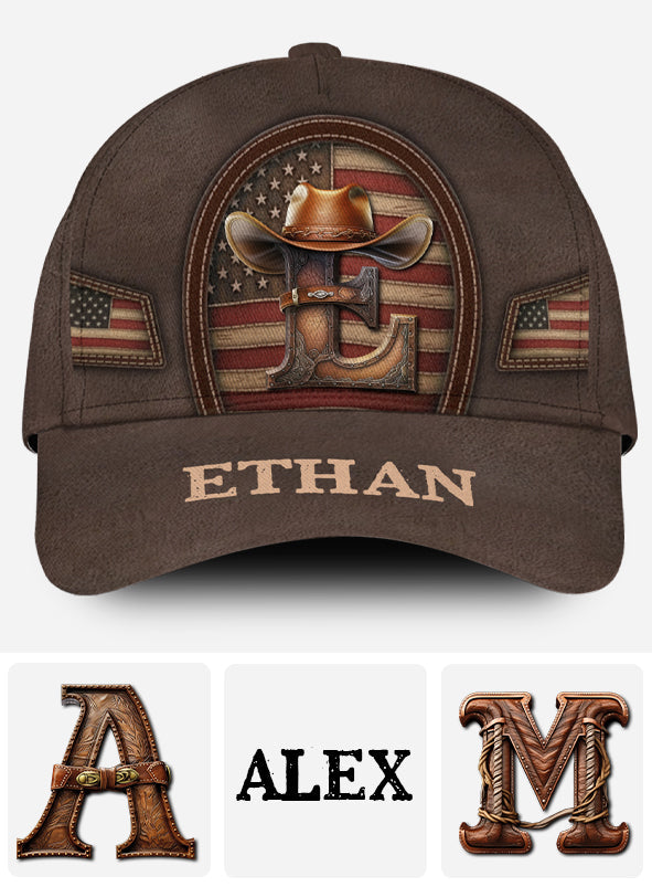 Cowboy Initial Customize - Personalized Western Outfit Classic Cap