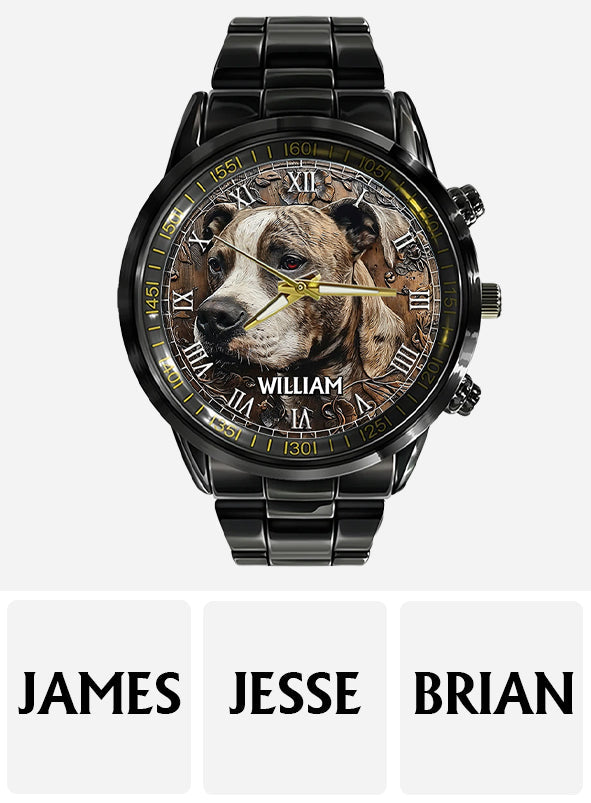 Starker Pitbull – Personalisierte Hunde-Handuhr