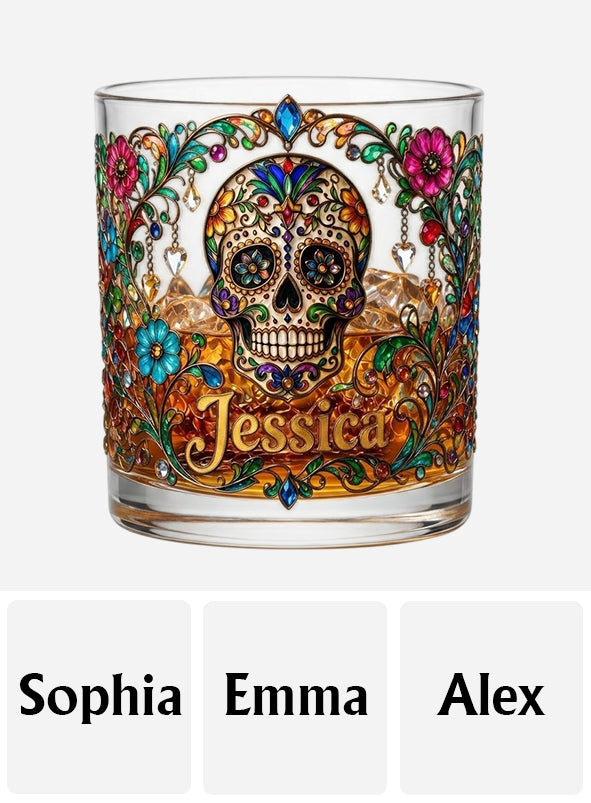 Tag Der Toten - Personalisierbares Totenkopf Whiskeyglas