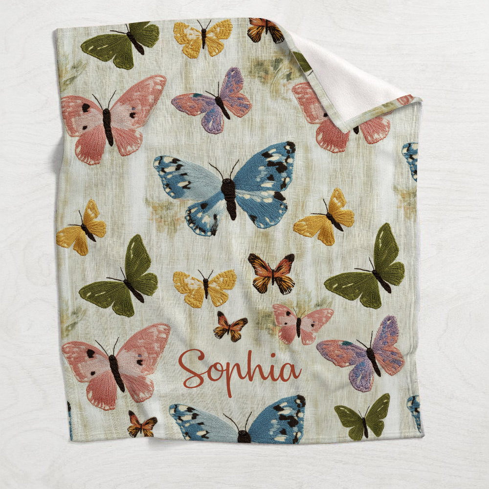 Butterflies Garden - Personalized Butterfly Blanket