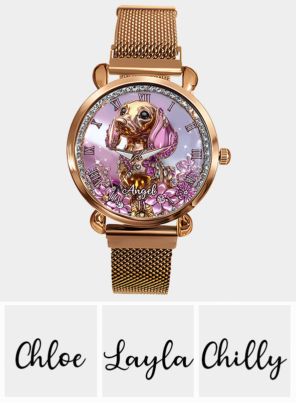 Amoureux des teckels - Montre-bracelet personnalisée pour femme avec un chien