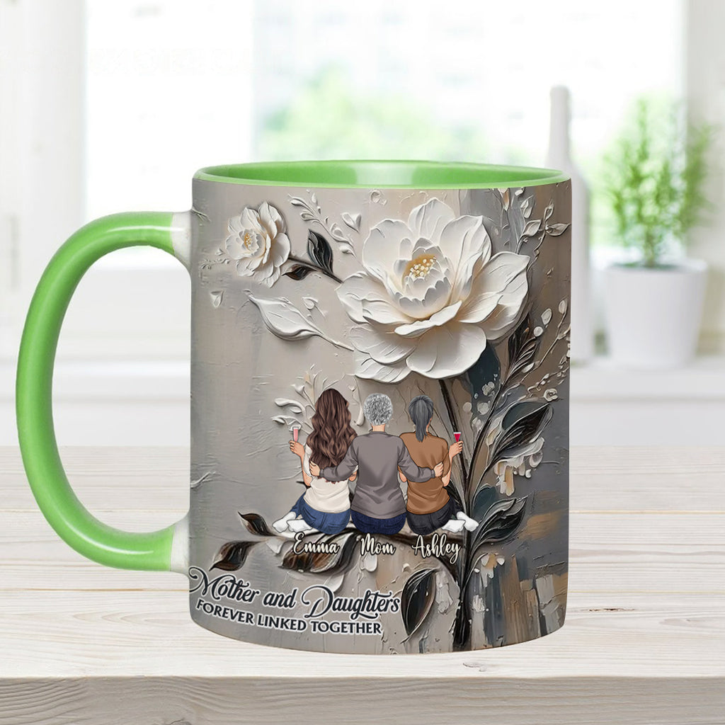 Mother And Daughters Forever Linked Together - Personalized Mother Accent Mug