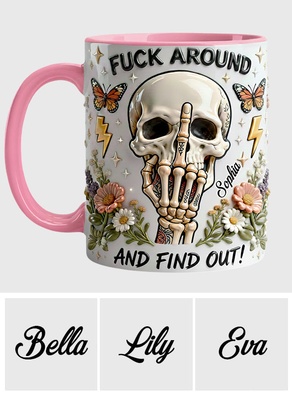 F Around And Find Out - Personalized Skull Accent Mug & Coaster