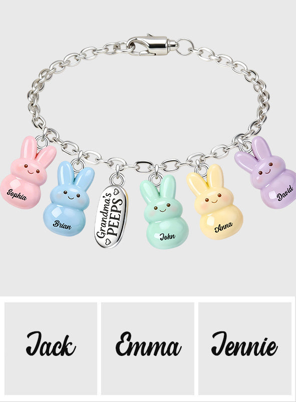 Bracelet personnalisé « Grandma's Peeps » avec breloques