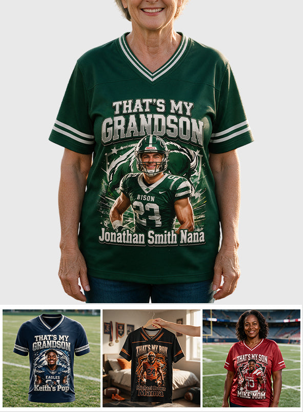 That's My Boy On The Field - Personalized Football Fully Printed V-Neck T-Shirt