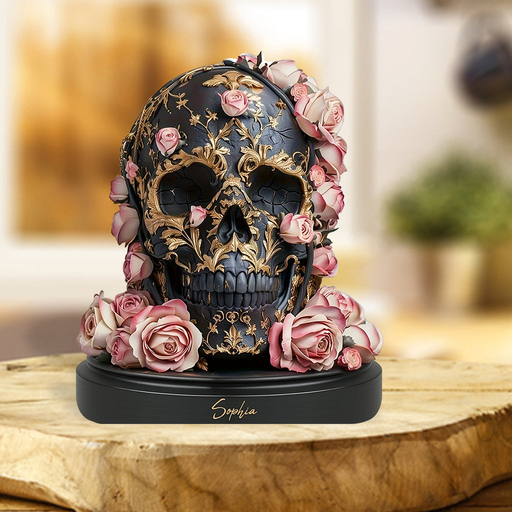 Ornate Floral Skull - Personalized Skull Custom Shaped Acrylic Plaque