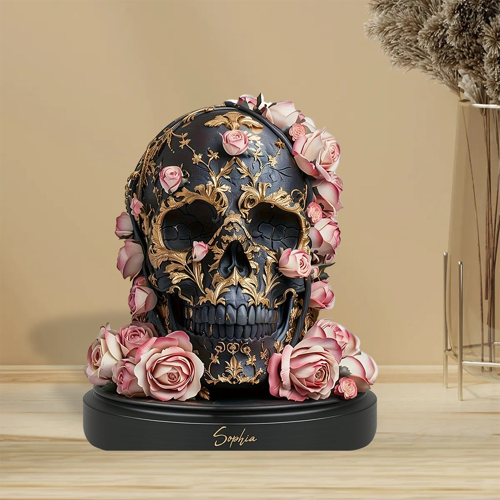 Ornate Floral Skull - Personalized Skull Custom Shaped Acrylic Plaque