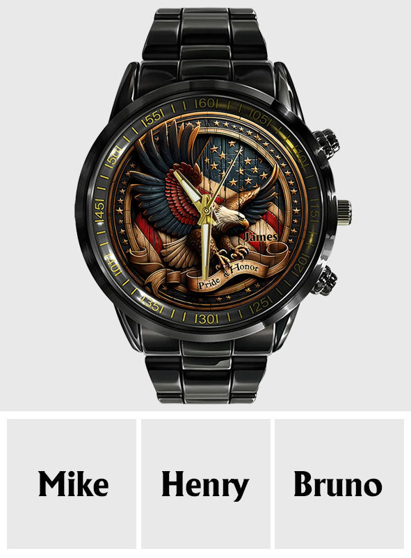 Fierté et honneur - Montre-bracelet personnalisée Aigle à tête blanche
