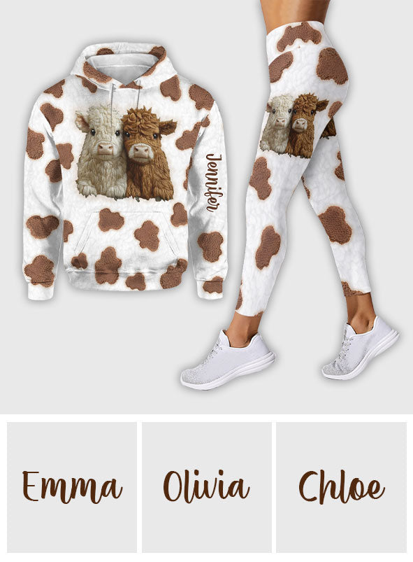 Adorable Highland Cows - Personalized Highland Cow Hoodie and Leggings