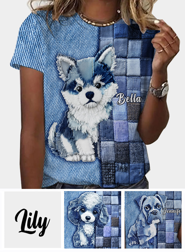T-shirt personnalisé « J’adore le Shiba Inu » avec un chien.