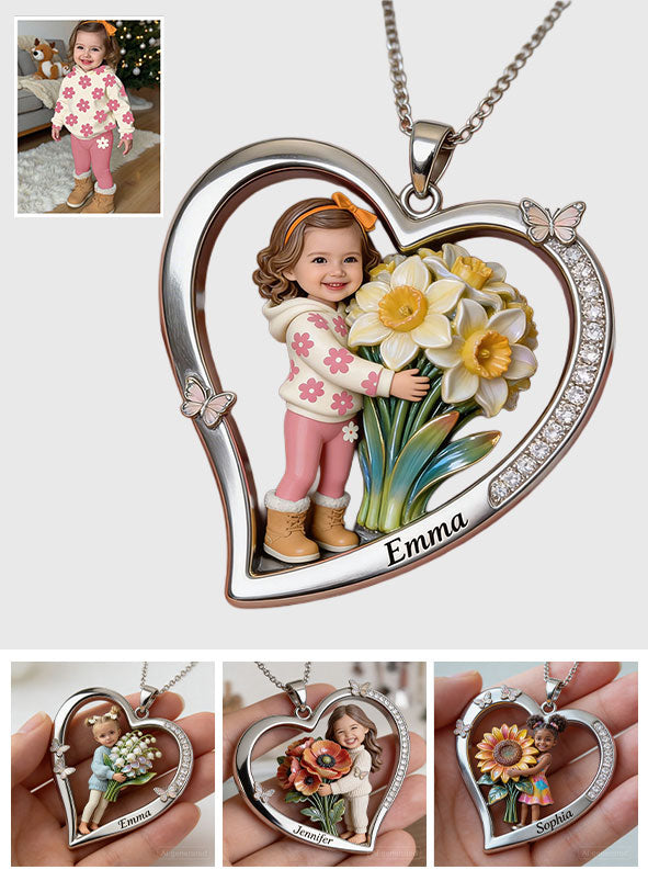 Custom Any Photo - Personalized Kid Shaped Metal Pendant Necklace