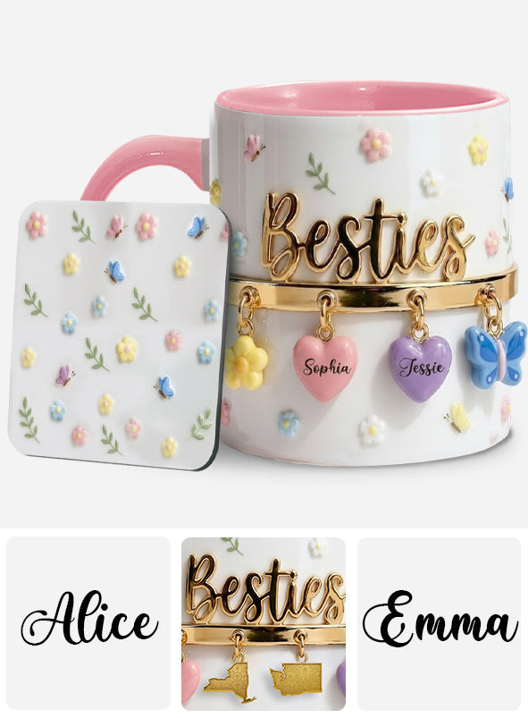 I Wish We Lived Closer Perfect Gift For Besties - Personalized Bestie Accent Mug & Coaster