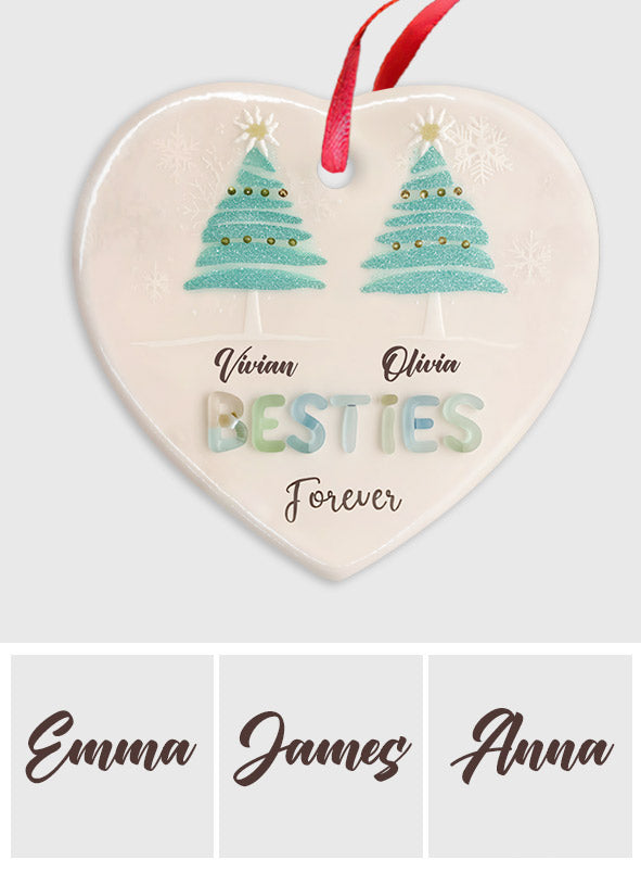 Besties Forever - Personalized Bestie Ceramic Heart Ornament