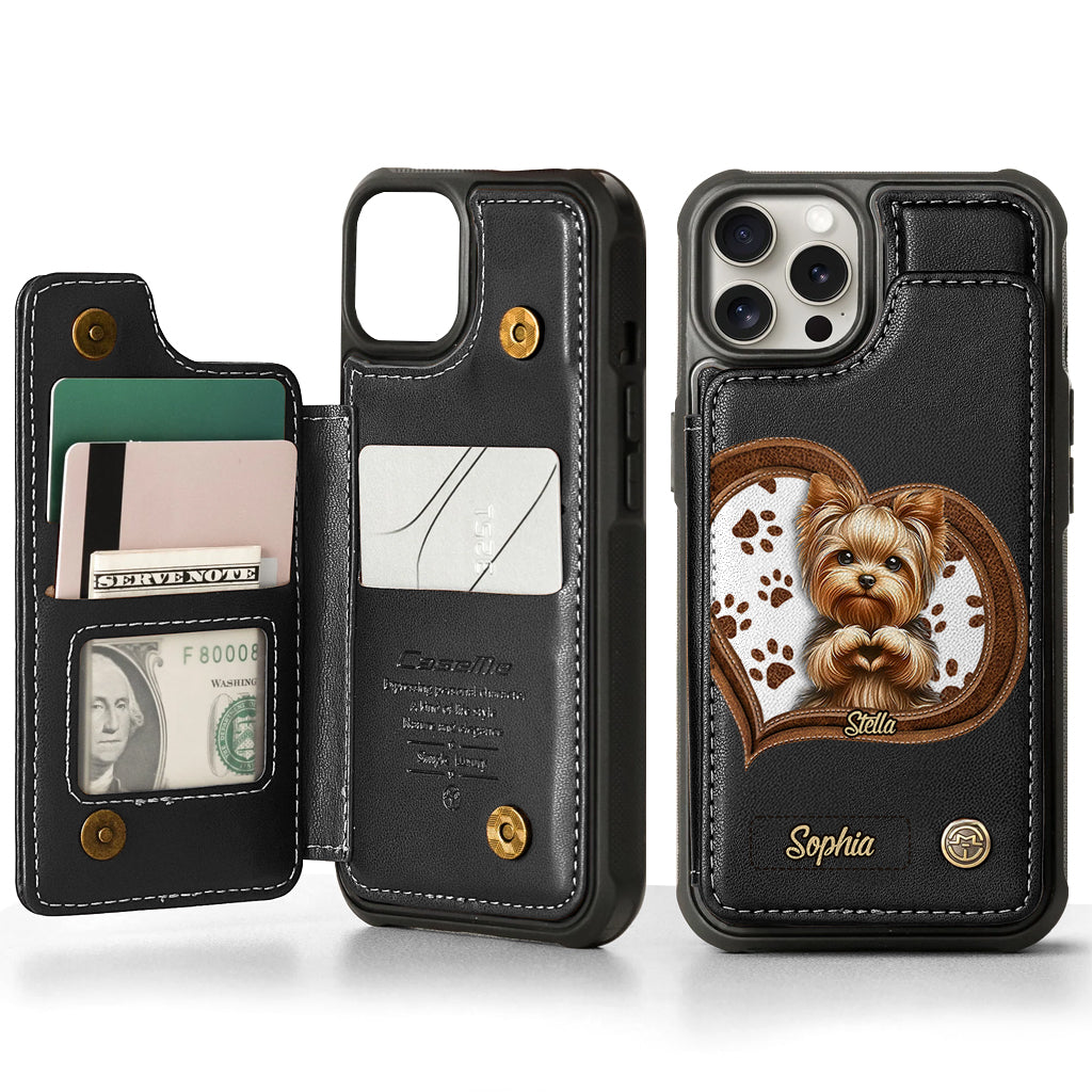 Puppy/ Kitty Makes Heart Hands - Personalized Dog Wallet Phone Case