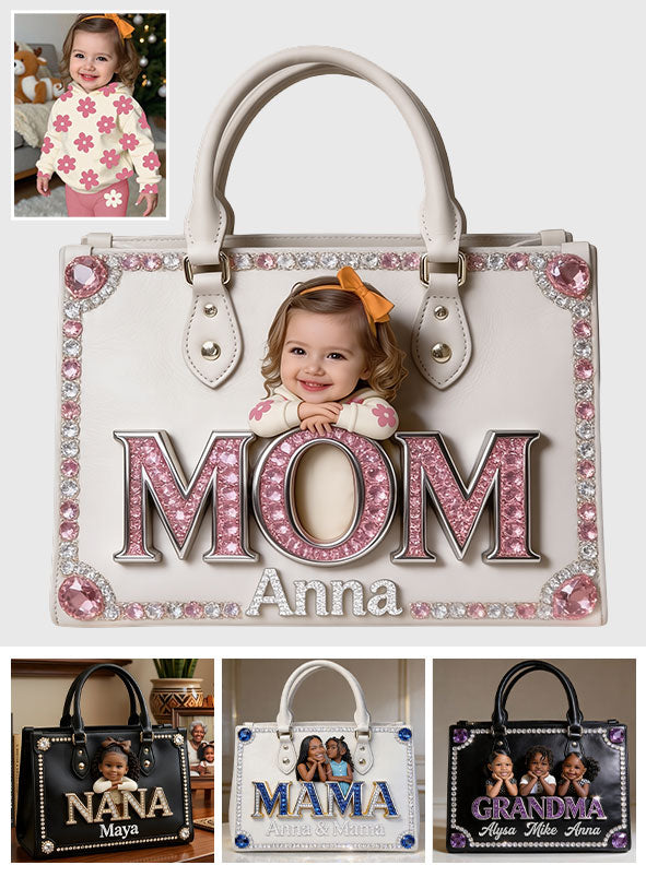 Geschenk zum Muttertag, individuell aus jedem Foto - Personalisierte Lederhandtasche für Mütter