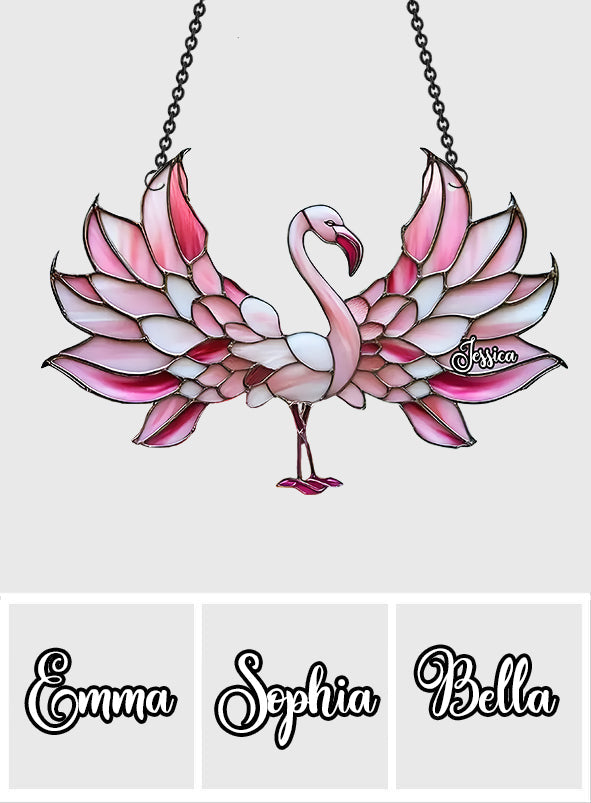 Love Flamingos - Personalized Flamingo Window Hanging Suncatcher Ornament
