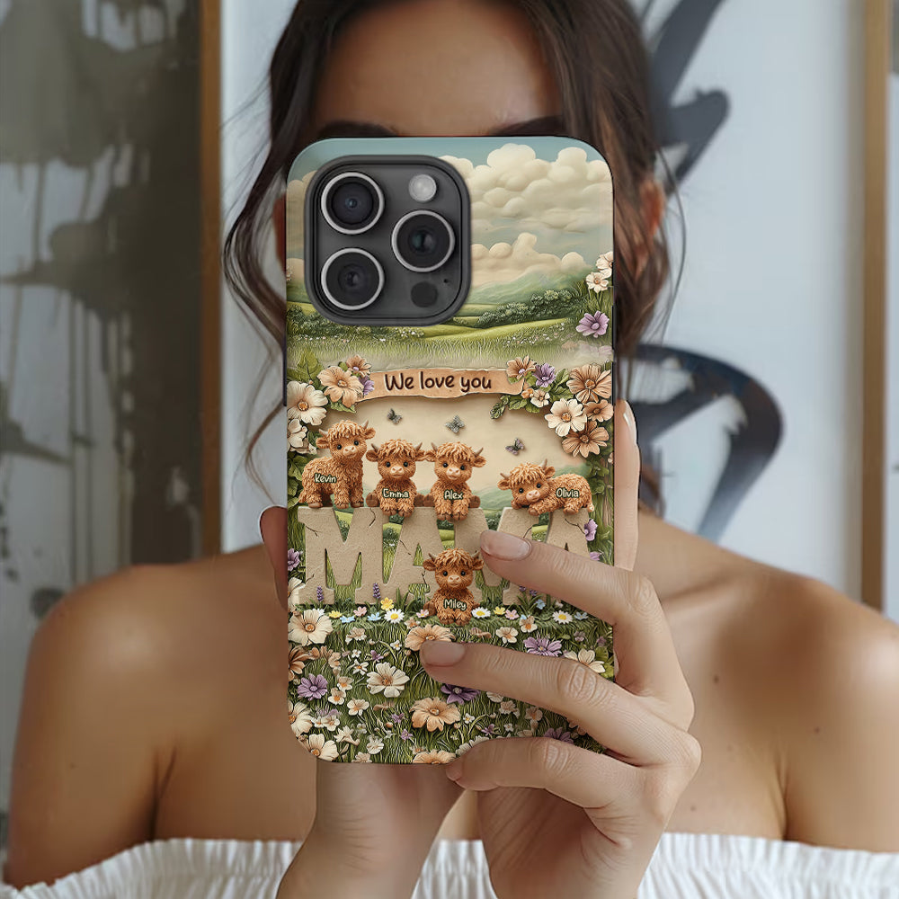 Cute Highland Cow Mama, Grandma - Personalized Mother Full Print Phone Case