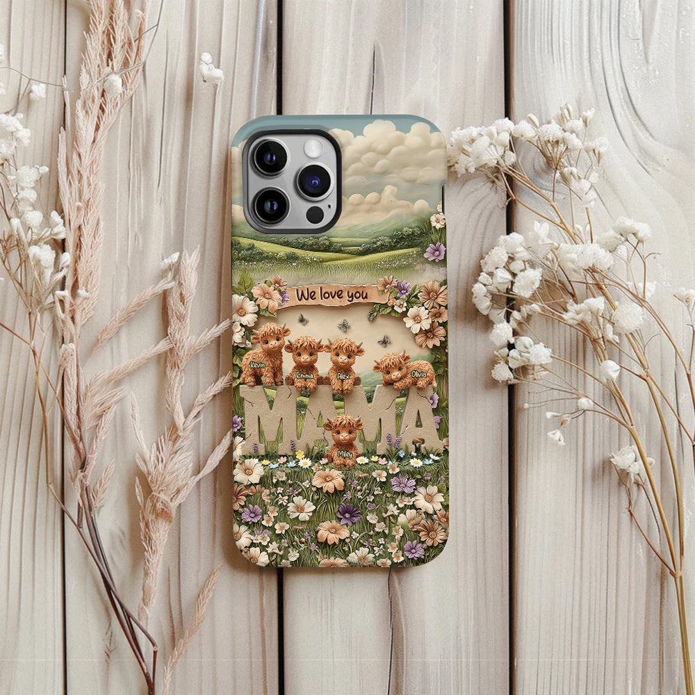 Cute Highland Cow Mama, Grandma - Personalized Mother Full Print Phone Case
